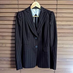 Brown pinstripe single breasted blazer